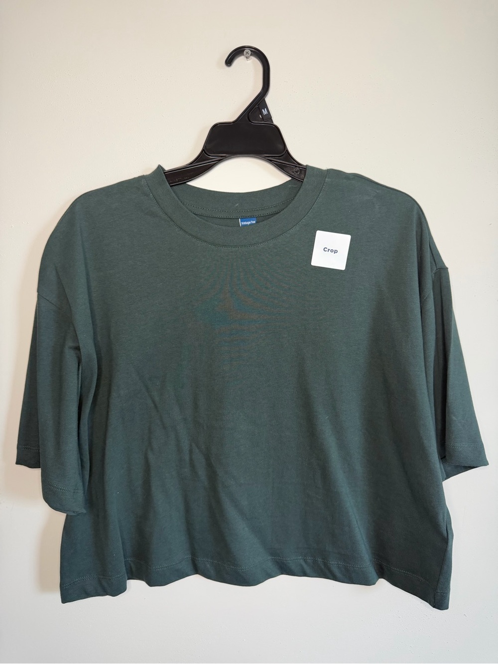 Old Navy Dark Green Cropped Crewneck Tee